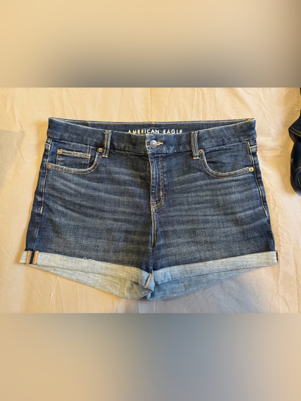 American Eagle Curvy Midi Next Level Stretch Denim Jean Shorts size 14